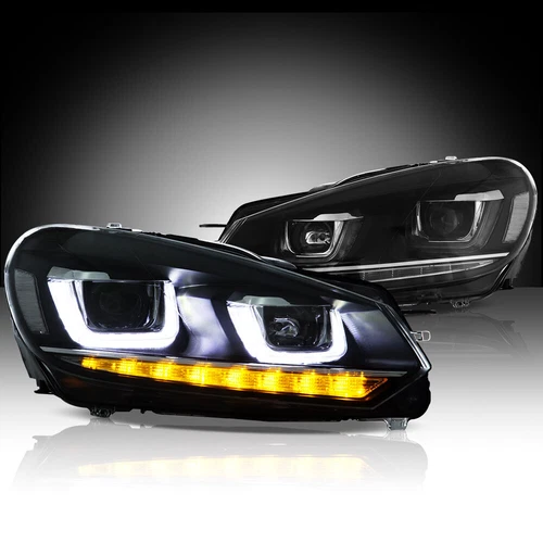 VLAND For 2010-2014 VOLKSWAGEN Golf 6 MK6/Jetta Wagon LED Headlights Sequential - Picture 1 of 13