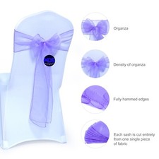 100 Lavender Organza Chair Sashes Chair Cover Wider Bows wedding party d cor