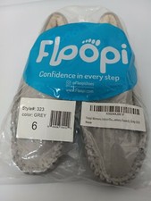 New Women's Floopi Micro Fiber Gray Moccasin Slippers Memory Foam Non Skid sz 6
