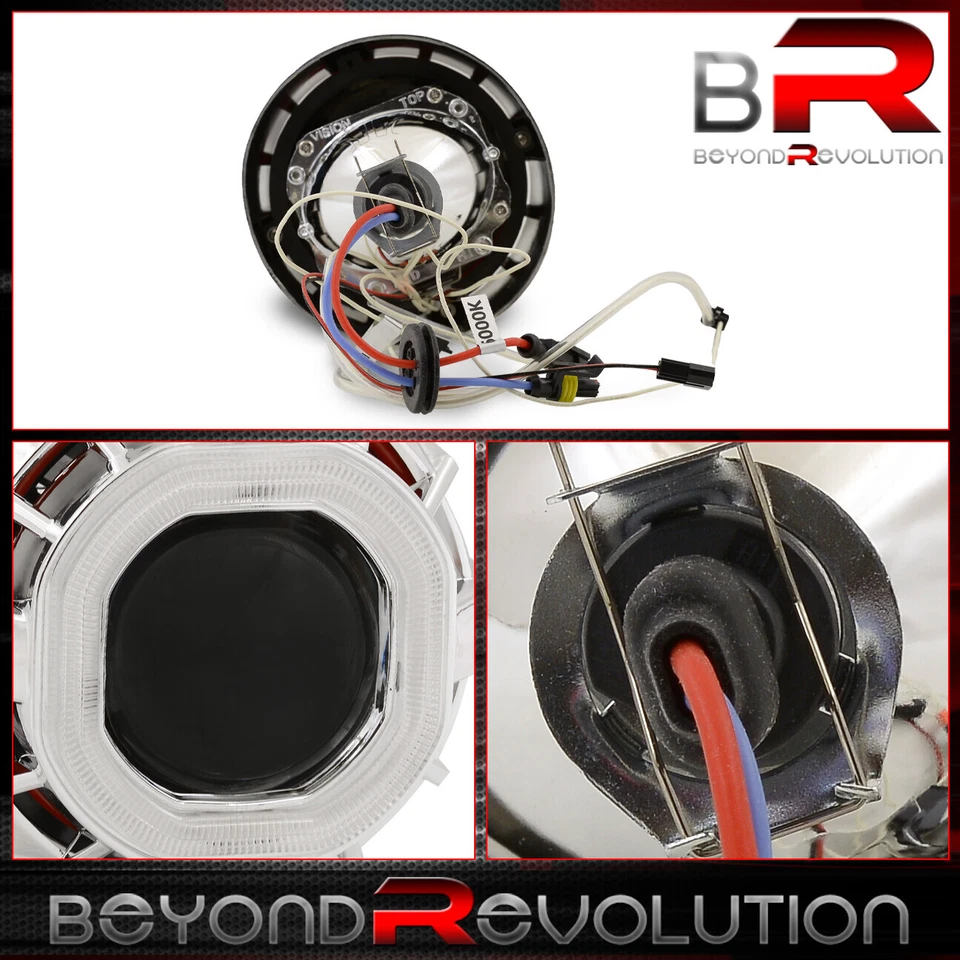 Para Audi VW Lotus Dual Halo Shrouds 2.5" Proyector Lente Faro Retrofit HID Foto 2 de 4