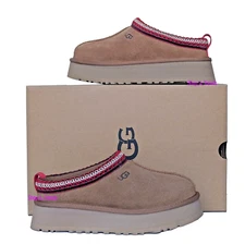 New with Box Women's Shoes UGG Brand Braid Tazz Platform II Slippers Chestnut
