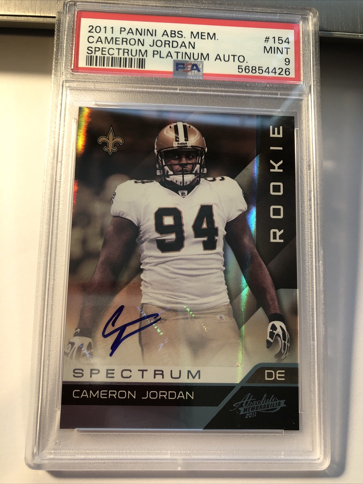Cameron Jordan Panini Absolute Memorabilia #154 Spectrum Platinum Autograph