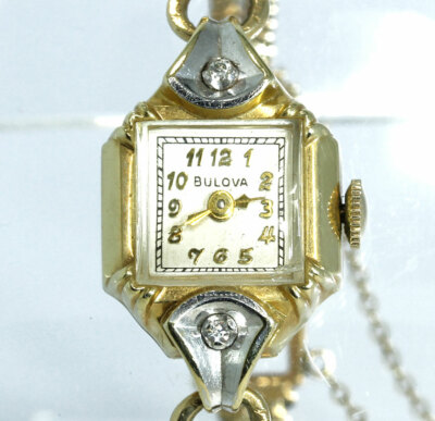 BULOVA 14K アンティークダイヤモンドウォッチ Vintage 14k Solid Gold Diamond Bulova Accuquartz Watch. 3N. Wt