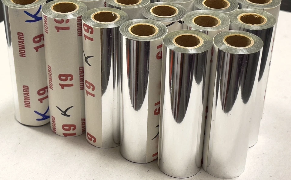 Lote de 21 rolos hot stamping Howard 19K folha 3” prata - Imagem 2 de 3