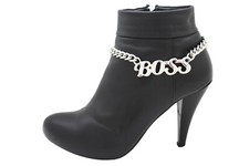 Women Silver Metal Chain Boot Bracelet Shoe Anklet BOSS Charm Hip Hop Style Look