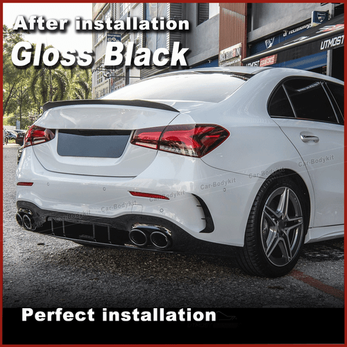For Benz W177 A200 A250 Sport Gloss Black Rear Bumper Diffuser Lip Exhaust Tips - Picture 4 of 11