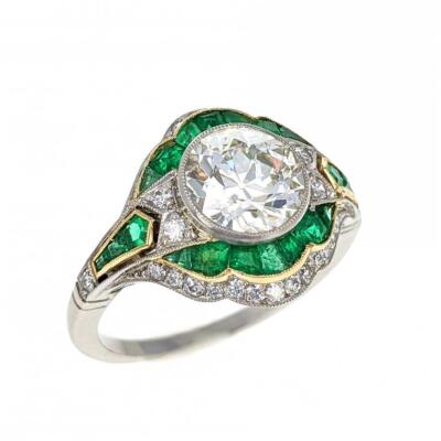 Art Deco 2.5CT White Round Cut Simulated Diamond Antique Style 925 Silver Ring