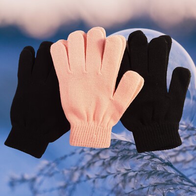 3 Pr -  2 Black and 1 Pink Stretch Gloves One size fits most Lightweight Comfort