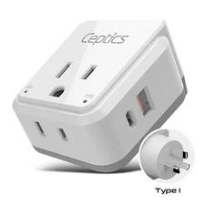 Ceptics Australian Travel Adapter Australian New Zealand Fiji Argentina 4 in 1