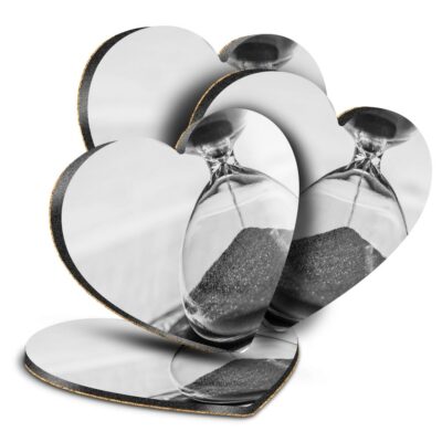 4x Herz MDF Untersetzer - BW - Sanduhr Sand Timer Uhr #43820