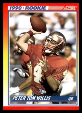 1990 Score #656 Peter Tom Willis Chicago Bears RC Football Card EX