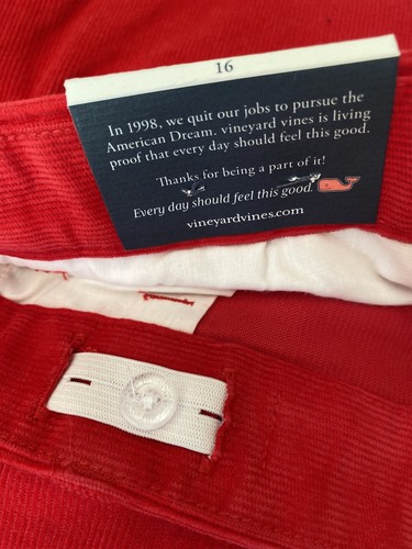 Vineyard Vines Youth Boys 16 Corduroy Breaker Pants Lighthouse Red MSRP$55 NWT - Picture 6 of 8