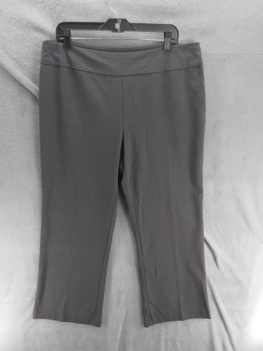Dressbarn Pants Women Sz 16 Petite Gray High Rise Straight Leg