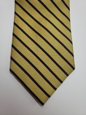 Brooks Brothers Makers Tie Woven In England Made In USA Gold Blue Striped