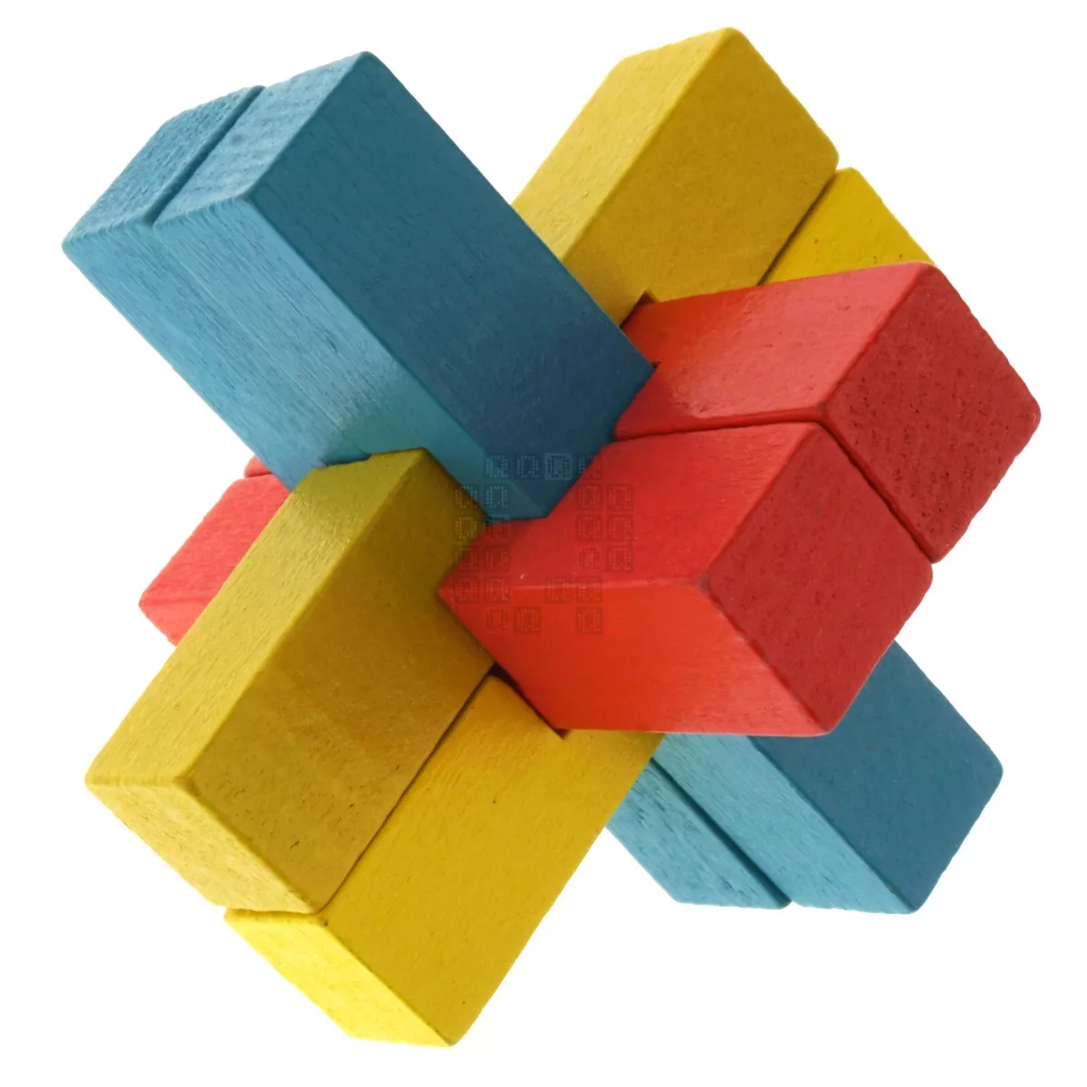 6-Piece Wooden Color Block Puzzle, Red/Yellow/Blue