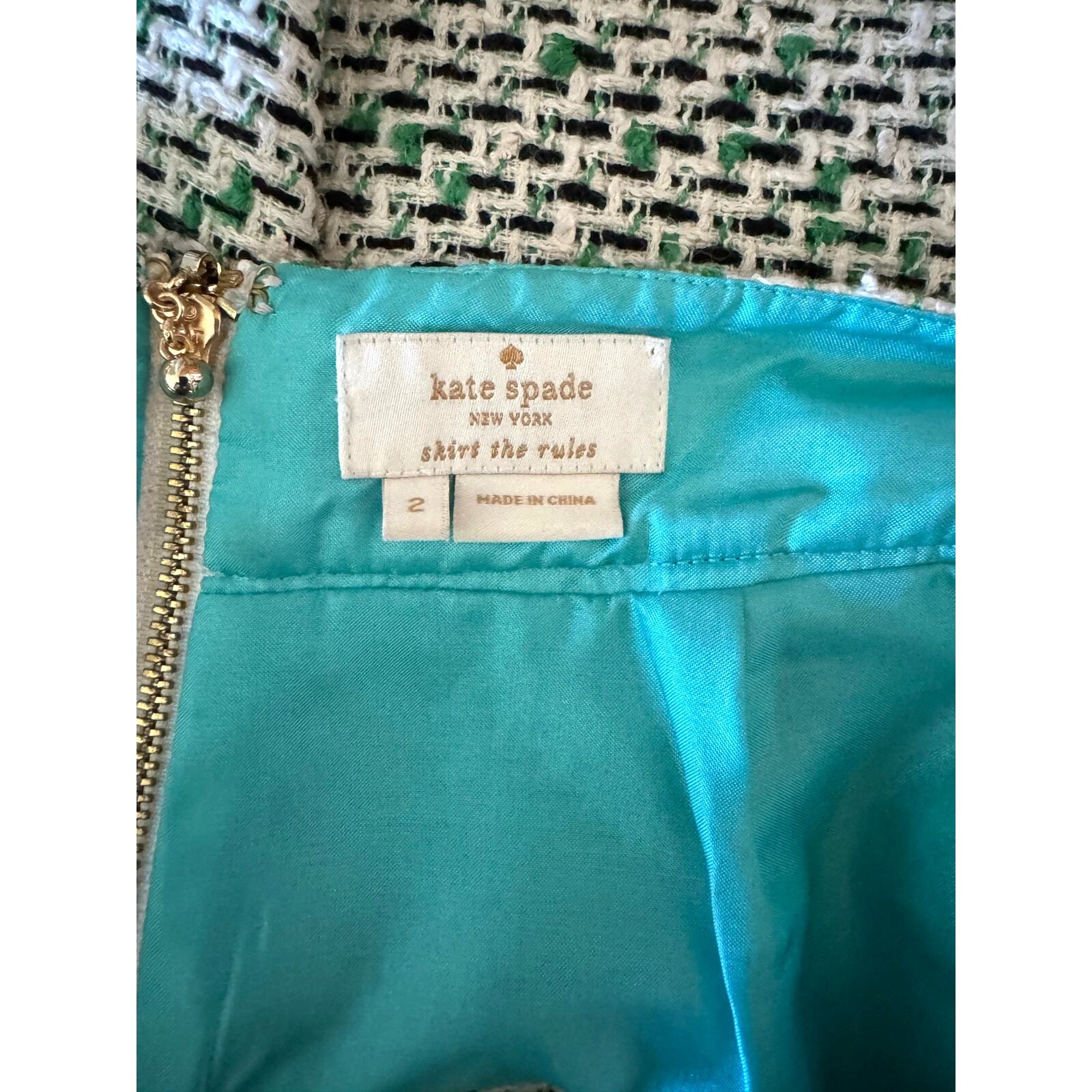 Kate Spade Women's Size 2 Green Black Tween Skirt EUC Lined thumbnail 4