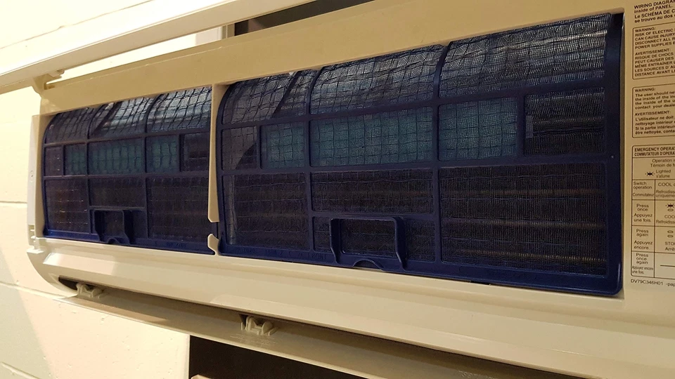 Paquete de 2 filtros de aire azul Mitsubishi MAC 408 FT E para sistemas divididos sin conductos Foto 3 de 3