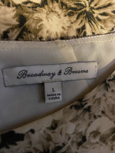 Broadway & Broome size L tan/brown/black floral shift dress sleeveless EUC zips - Picture 3 of 5