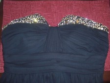 City Studio Navy Gemstone Dress Gown Strapless Straplesss Jr Sz 11 Full Formal