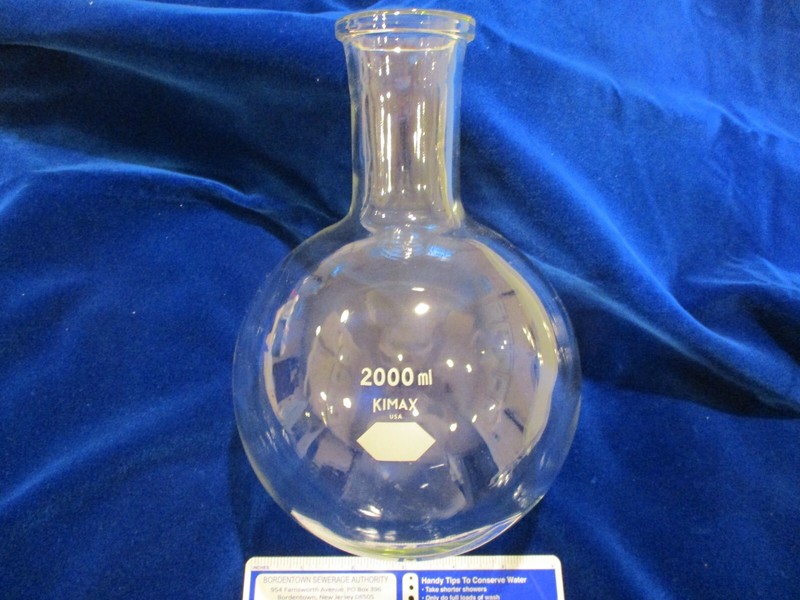 KIMAX 2000 ML ROUND BOTTOM BOILING FLASK LAB GLASSWARE - New Old Stock