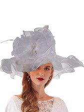 White Kentucky Derby Fascinator Hat For Women Lady Wedding Tea Party Dress Hats