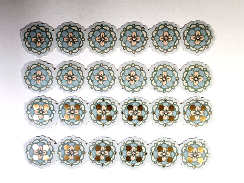 Floral Round Pattern Gold Foil Accents Ephemera K&Company 4 ea 6" x 1"