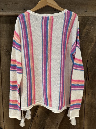 Lilly Pulitzer Rozalia Stripe Cotton Sweater Tassels Wms XS - Picture 2 of 9