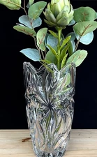 Flower Vase 11" Centerpiece Bud Vase  Clear Bohemian Czech Crystal Glass