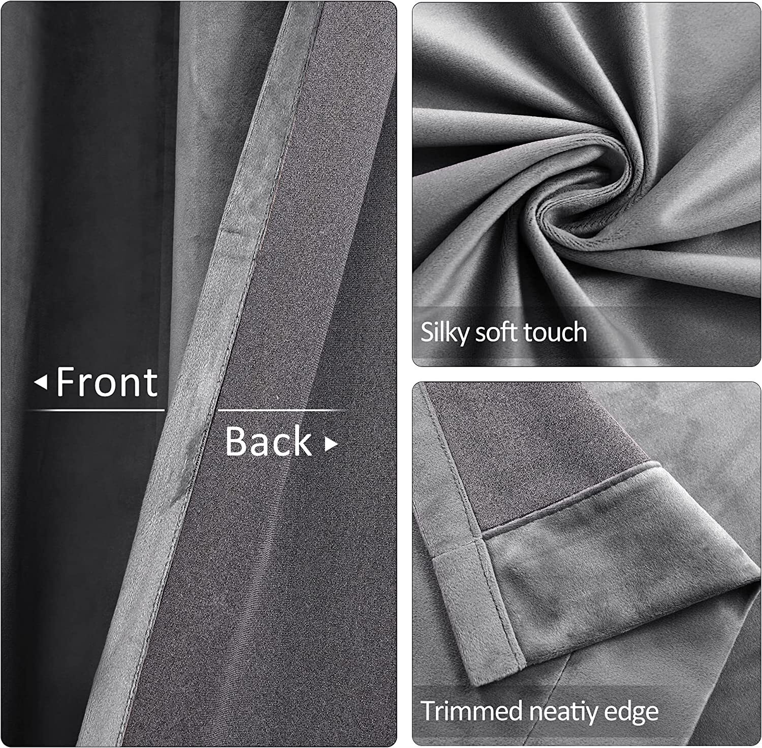 Pair Ready High Blackout Luxury Velvet Eyelet Curtain Thick Living Room