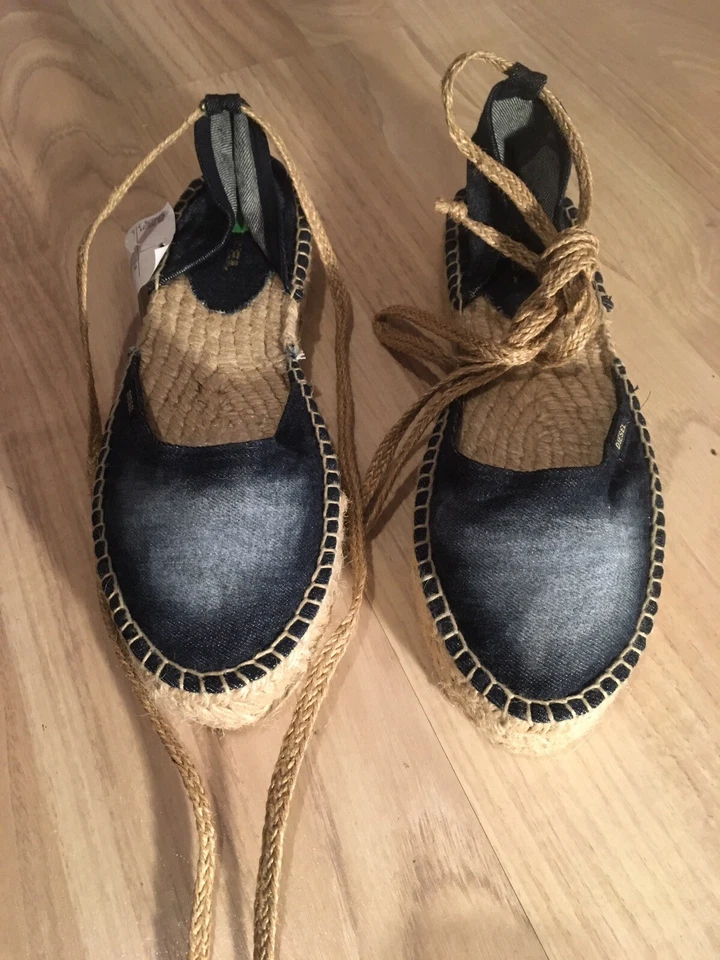 Diesel Denim Alpargatas Correa Zapatos Talla Uk 7 PVP £85 Damas Foto 2 de 4