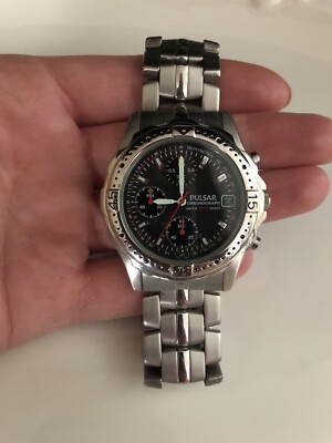 PULSAR クロノグラフ 100M スクエア メンズ クォーツ シルバー pulsar chronograph 100m | eBay