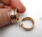 14K Rose & White Gold Huggies Hoop Earrings [E216] — photo 6