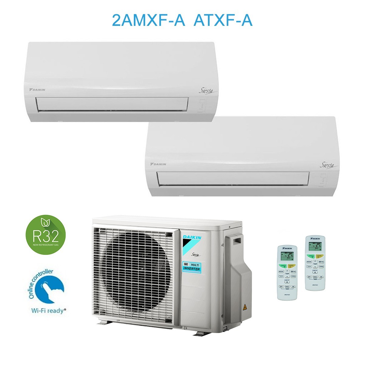 Daikin Multi Split 2x1 Aire Acondicionado 2AMXF40A + 2x ATXF25A, Kit 2x9000BTU R