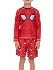 SpiderMan Boys Swimsuit Swim Trunks Rash Guard Shirt Size 2T NEW