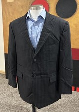 STAFFORD Mens Blazer Sport Coat Casual Jacket Size 44R Classic Black Wool Suit