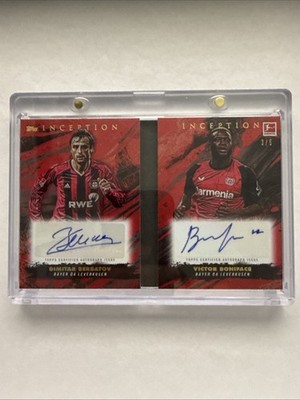 Topps Inception Bundesliga Dual Auto Booklet Berbatov Boniface /5 Leverkusen