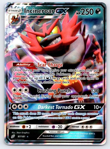 Incineroar GX 97/181 Holo GX Rare Team Up Pokemon Near Mint