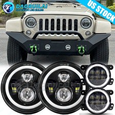 7 Inch Led Headlights And 4 Inch Fog Lights Combo Set For Jeep Wrangler Jk