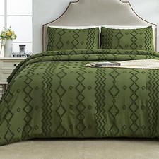 Olive Green Tufted Comforter Set King 104"x90" 10 - Olive Green