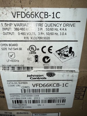 Johnson Controls Variable Frequency Drive 1.5 HP/380-480volts VFD66JCB-1C