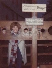 1980s Pretty Woman Tourist Stocks Rothenburg Germany Striped Scarf Smile