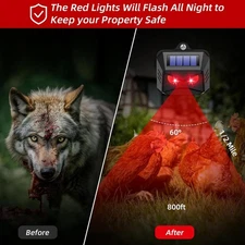 4 Pack Solar Powered Night Guard Animal Repeller Light Control Farm Protector