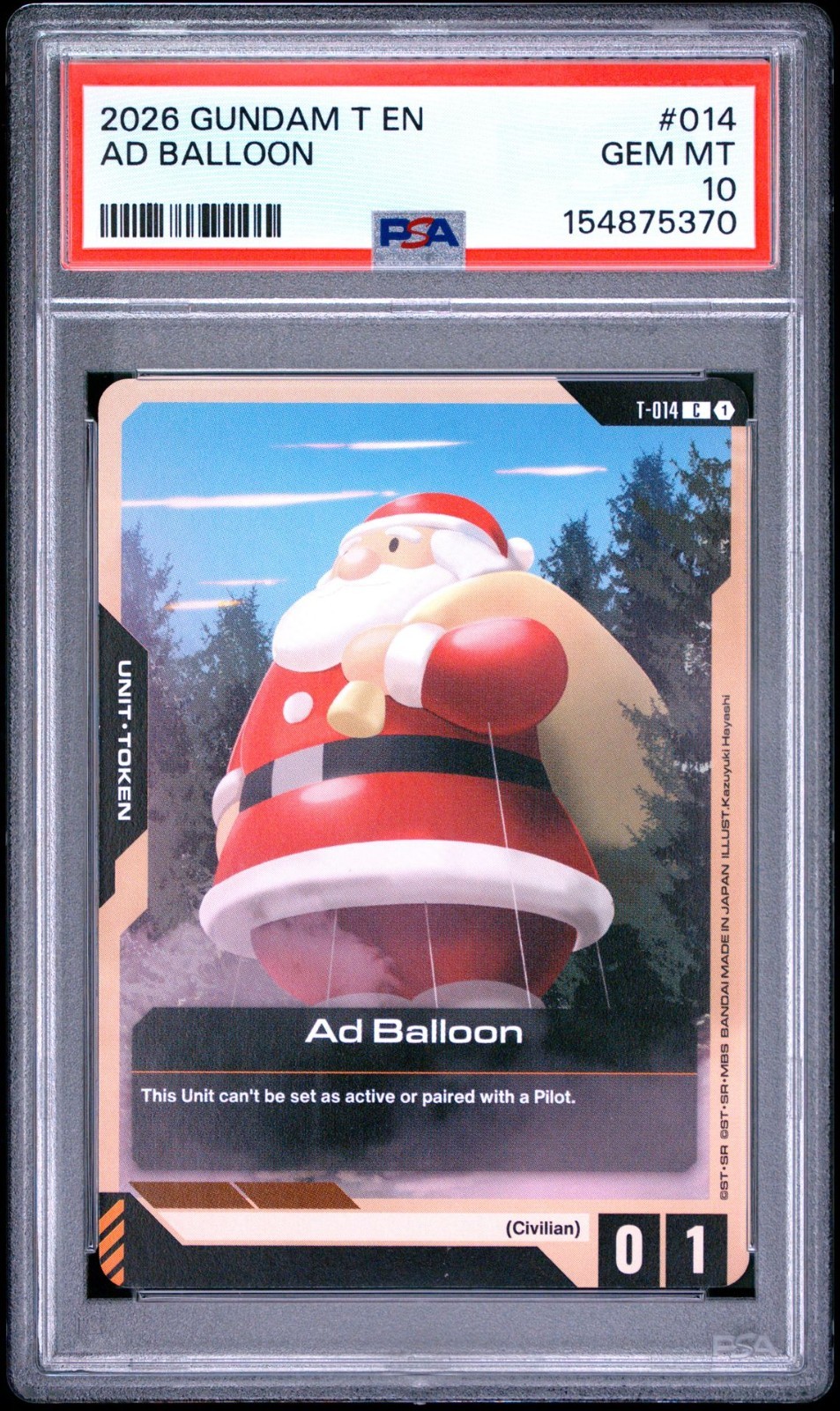 2026 Gundam T EN AD Balloon #014 PSA 10 GEM MINT