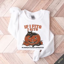 Halloween Cat Pumpkin Sweatshirt Spooky Fall Autumn