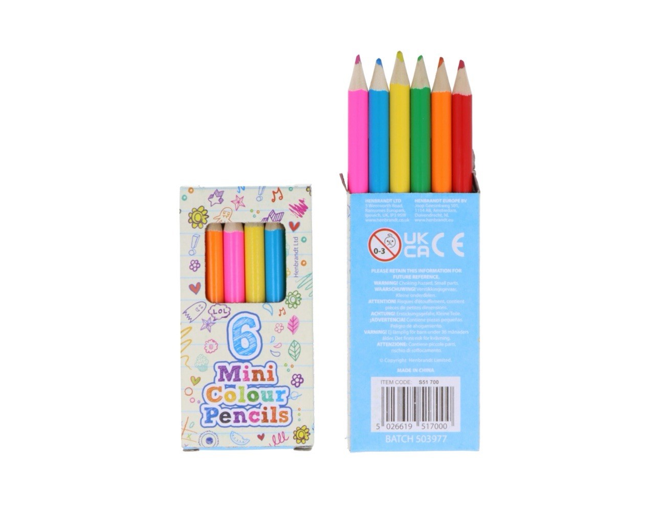48 X 6 Mini Colouring Pencils - Perfect for Party Activities