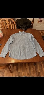 Relwen Highland Blues Button Down Shirt Blue/White Stripe Large