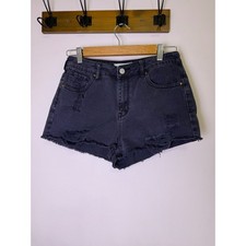 PacSun High Rise Festival Shorts Black Distressed Denim 28