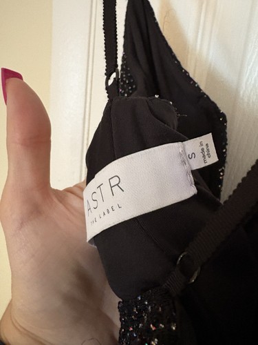 Neu mit Etikett Astr Isabel Kleid schwarz/silber Glitzer Party formell Reißverschluss Größe Small neu - Bild 11 von 12