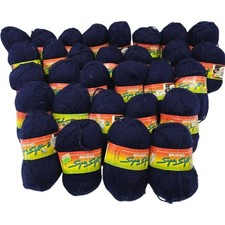 Vintage Lot of 30 Brushed Super Soft Yarn Skein Navy 1.4 oz by Lana Moro