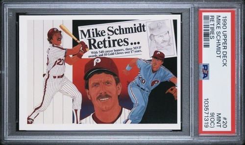 1990 Upper Deck #20 Mike Schmidt Retires Philadelphia Phillies MINT PSA 9 oc